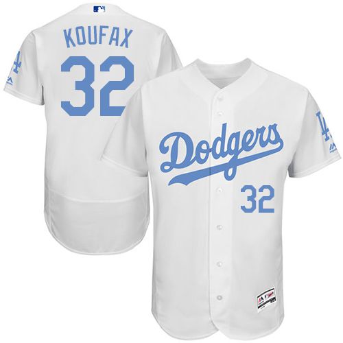 Dodgers #32 Sandy Koufax White Flexbase Authentic Collection Father's Day Stitched MLB Jersey